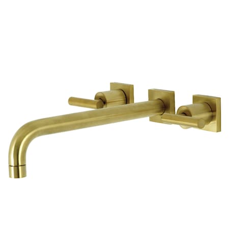 Kingston Brass KS6057CML Wall Mount Tub Faucet, Brushed Brass KS6057CML